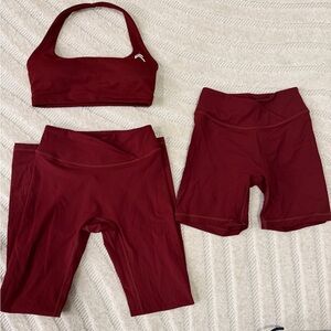 Red Activewear Set with Sports Bra and Shorts